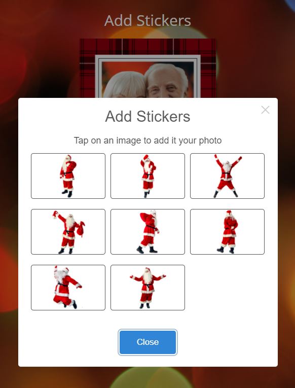 santa virtual booth add stickers